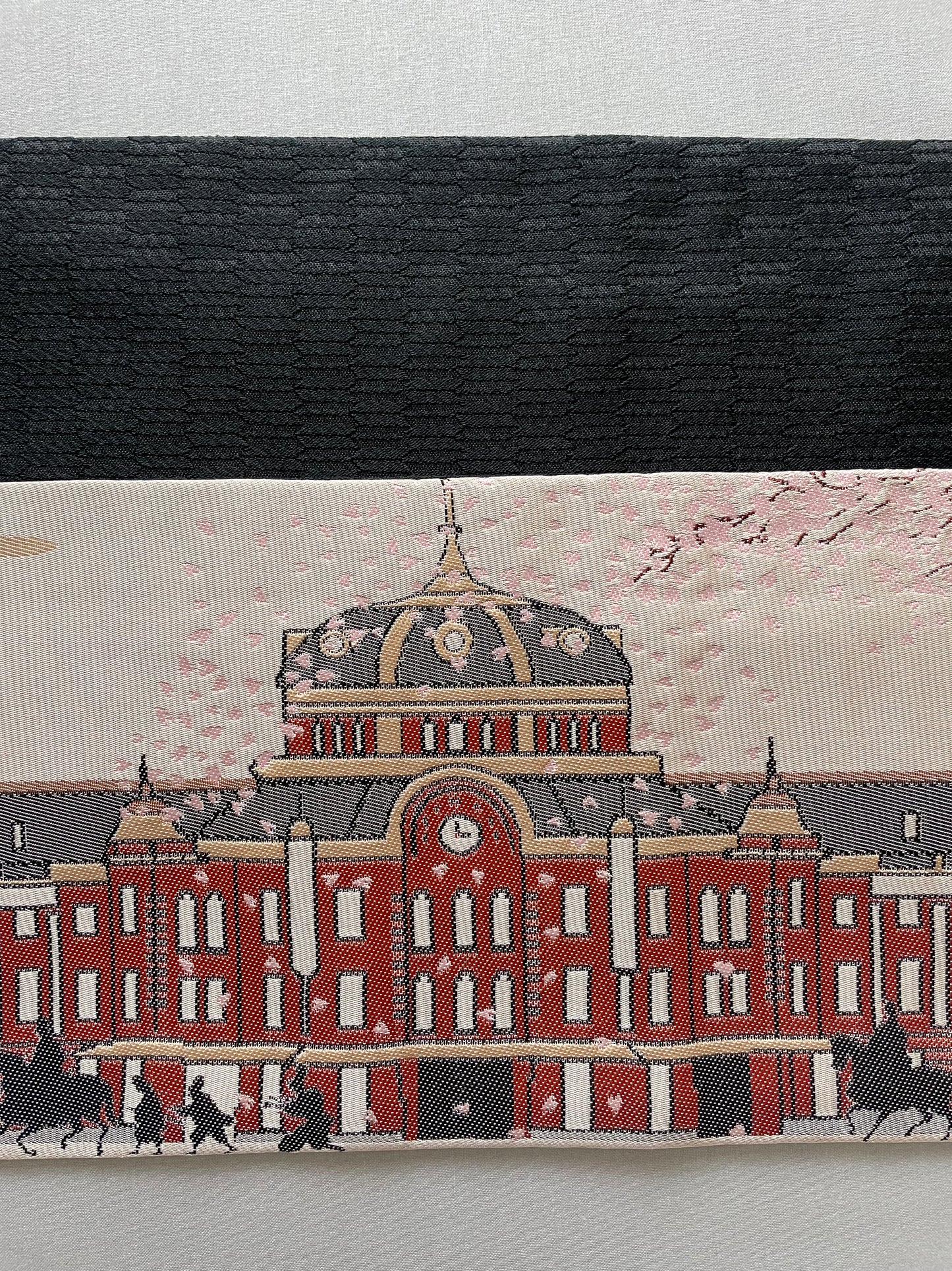 Tokyo Station Half-Width Kimono Belt (Hanhaba Obi) - Reversible Design