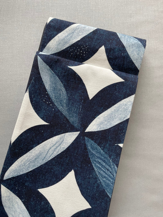 Shippō Pattern Half-Width Kimono Belt (Hanhaba Obi) - Reversible Cotton